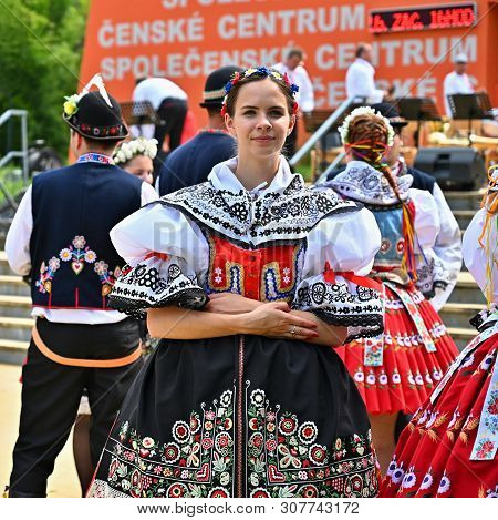 Brno - Bystrc, Czech Republic, June 22, 2019. Traditional Czech Feast. Folk Festival. Girls And Boys