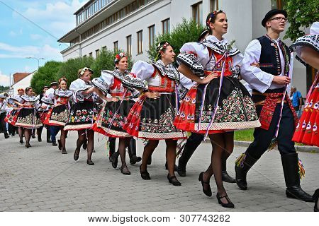 Brno - Bystrc, Czech Republic, June 22, 2019. Traditional Czech Feast. Folk Festival. Girls And Boys