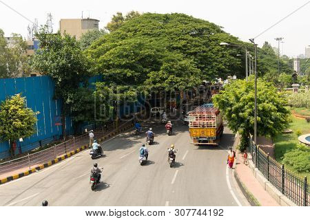Bangalore, Karnataka India-june 04 2019 : Bengaluru City Traffic Near Town Hall, Bengaluru, India
