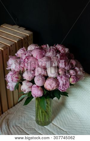 Bouquet Of Flowers On A Leg In The Interior Of The Restaurant For A Celebration Shop Floristry Or We