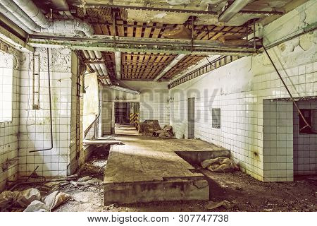 Interior Of Abandoned House In Korytnica Spa, Slovak Republic. Urbex Style.