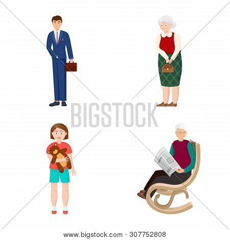 Vector Design Of Family And People Symbol. Set Of Family And Avatar Vector Icon For Stock.