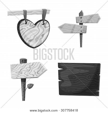 Vector Illustration Of Signboard And Wood Logo. Set Of Signboard And Tree Stock Vector Illustration.