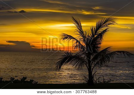 Colorful Orange Sea Sunset, Thailand Cool Beach In Khaolak