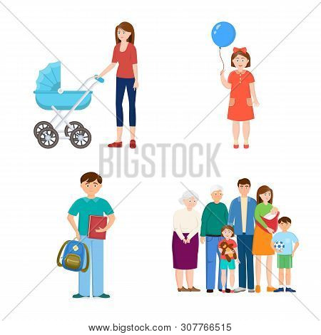 Isolated Object Of Family And People Symbol. Set Of Family And Avatar Stock Vector Illustration.
