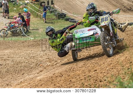 Brezova Nad Svitavou, Czech Republic - June 15, 2019: The Passenger Effectively Balances In The Turn