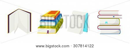 Books Vector Opened Diary Story-book And Notebook On Bookshelves In Library Or Bookstore Illustratio