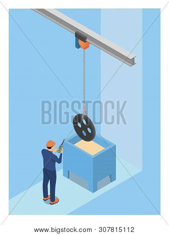 Worker Uses Equipment For Chemical Processing Of Metal.