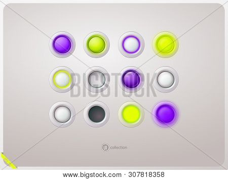Light Switch In The On And Off Position. Glowing Indicator. Realistic Style. Isolated Background. Ui