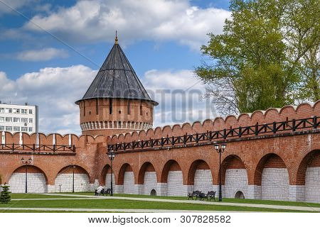 Ivanovskaya Tower And Wall In Tula Kremlin, Russia