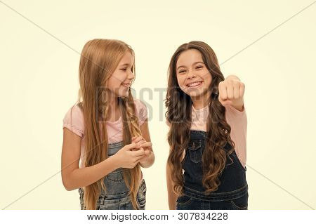 Making Hair A Gorgeous Style To Wear. Cute Little Girls Wearing New Hairstyle. Natural Hair Styling 