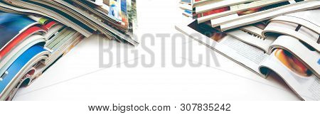 Newspaper And Journal. Entertainment And Leisure. Publication In Magazin And Books Background. Fashi