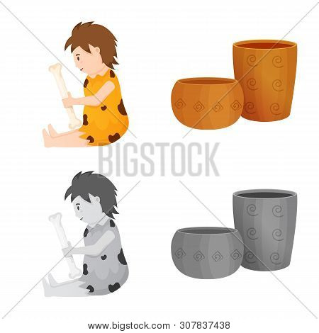 Vector Design Of Evolution And Neolithic Sign. Set Of Evolution And Primeval Vector Icon For Stock.