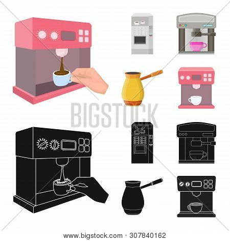 Vector Illustration Of Coffee And Machine Logo. Set Of Coffee And Kitchen Stock Vector Illustration.