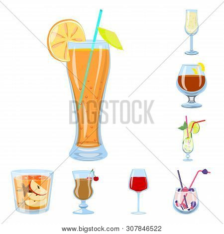 Vector Design Of Cocktail And Drink Icon. Set Of Cocktail And Ice Stock Vector Illustration.