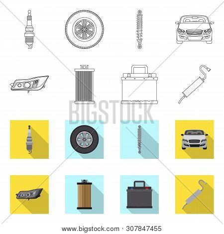 Isolated Object Of Auto And Part Logo. Collection Of Auto And Car Stock Symbol For Web.