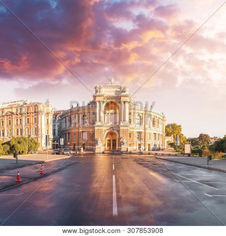 Beautiful Panorama Of Odessa, Ukraine. Odessa State Academic Opera And Ballet Theater. Odessa Opera 