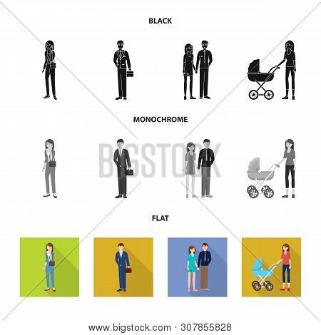 Vector Illustration Of Character And Avatar Logo. Set Of Character And Portrait Stock Vector Illustr