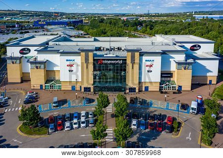Sheffield, Uk - 20th June 2019: Aerial Shot Of The Cineworld At Centertainment In Sheffield, Yorkshi