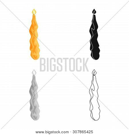 Vector Illustration Of Candle And Glow Icon. Set Of Candle And Yellow Vector Icon For Stock.