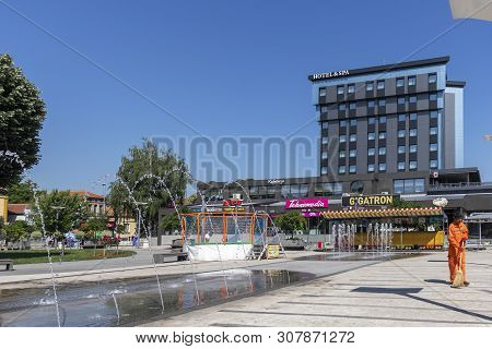 Pirot, Serbia - June 15, 2019: Square And Building At The Center Of Town Of Pirot, Southern And East