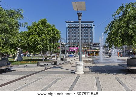 Pirot, Serbia - June 15, 2019: Square And Building At The Center Of Town Of Pirot, Southern And East