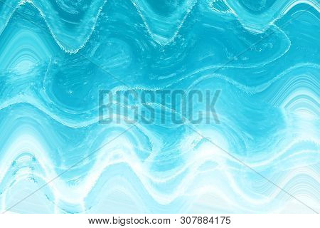 Abstract Background Of Light Blue And White Color; Abstract Background Of Blue Sea With Large Waves 