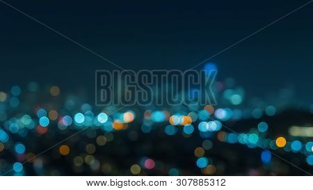 Blurred Abstract Bokeh Background Of San Francisco City Lights At Night