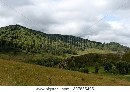 Mountain Landscape In The Vicinity Of The Taiga Village Generalka Altai Territory