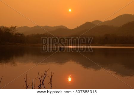 Villagers Are Catching Fish By Fish Trap (net Trap) In Reservoir