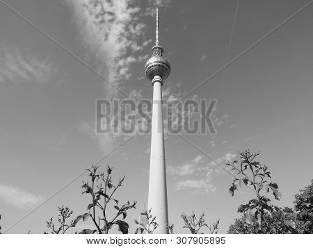 Fernsehturm (tv Tower) In Berlin In Black And White