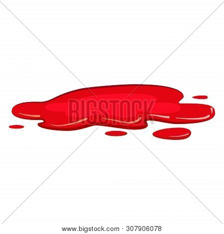 Puddle Blood Liquid, Pool Plash Vector, Cartoon Style, Isolated, Illustration, On A White Background