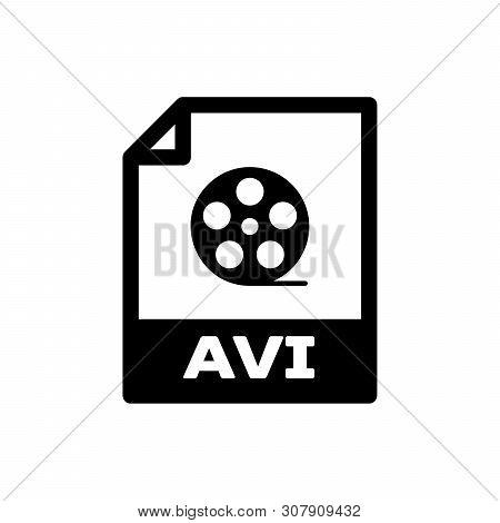Black Avi File Document Icon. Download Avi Button Icon Isolated. Avi File Symbol. Vector Illustratio