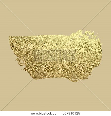 Gold Paint Stroke. Abstract Gold Glittering Textured Art Illustration. Hand Drawn Brush Stroke Desig