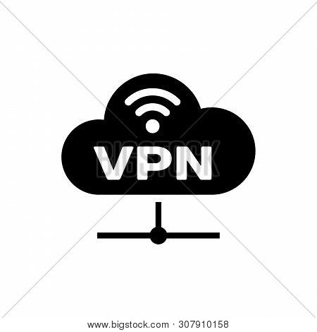 Black Vpn Network Cloud Connection Icon Isolated. Social Technology. Cloud Computing Concept. Vector