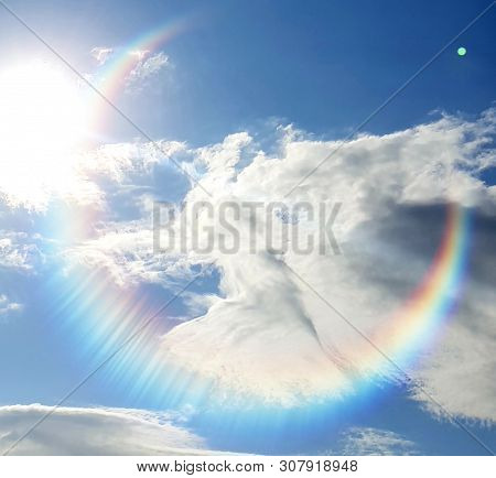 Angelic Cloud With Reflecting Light And Rainbow, Photographed In Uvongo, South Africa