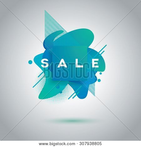 Sale Poster Vector Template With Modern Fluid Shape Design And Gradient Colors. Shopping Promotional