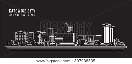 Cityscape Building Line Art Vector Illustration Design -  Katowice Citycityscape Building Line Art V