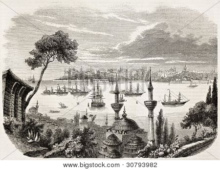 Sultan afgang fra Konstantinopel mod Egypten. Lavet af skov, offentliggjort på L'Illustration, 