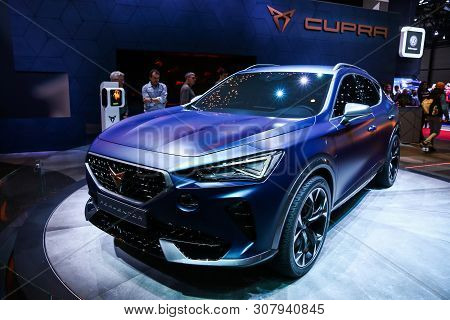 Geneva, Switzerland - March 11, 2019: Hybrid Concept Car Cupra Formentor Presented At The Annual Gen