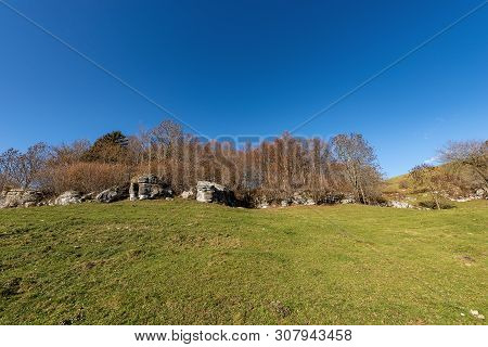 Karst Rock Formations In The Regional Natural Park Of Lessinia (valle Delle Sfingi), Veneto, Verona,