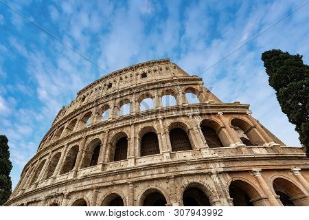 Colosseo Of Rome, Amphitheatrum Flavium 72 A.d. Ancient Coliseum Or Colosseum. Unesco World Heritage
