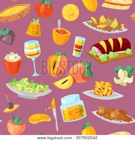 Persimmon Vector Fresh Fruity Food Dessert And Sweet Fruit Of Persimmon-tree Illustration Set Of Veg