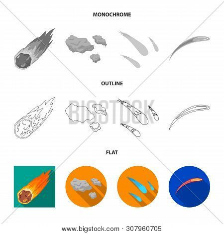 Vector Design Of Shooting And Fire Sign. Collection Of Shooting And Asteroid Vector Icon For Stock.