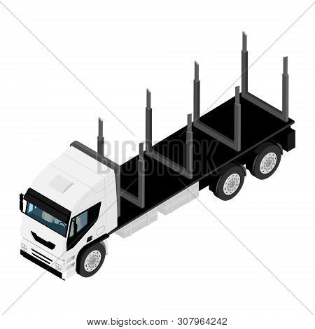 Logging Truck Isometric View Isolated On White Background