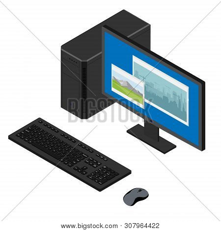 Personal Computer Case, Keybord, Mouse And Monitor