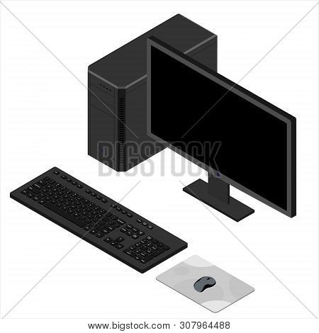 Personal Computer Case, Keybord, Mouse And Monitor