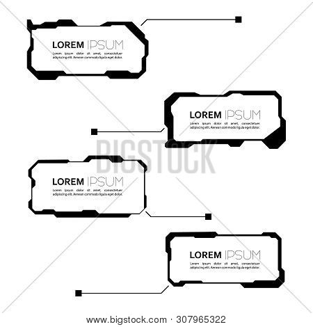 Set Of Hud Futuristic Sci Fi Frame Template. Vector Digital Callouts Titles.