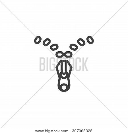 Clothing Zipper Line Icon. Linear Style Sign For Mobile Concept And Web Design. Sewing Accessory Zip