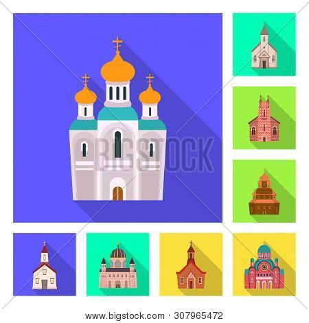 Isolated Object Of Cult And Temple Logo. Collection Of Cult And Parish Stock Symbol For Web.